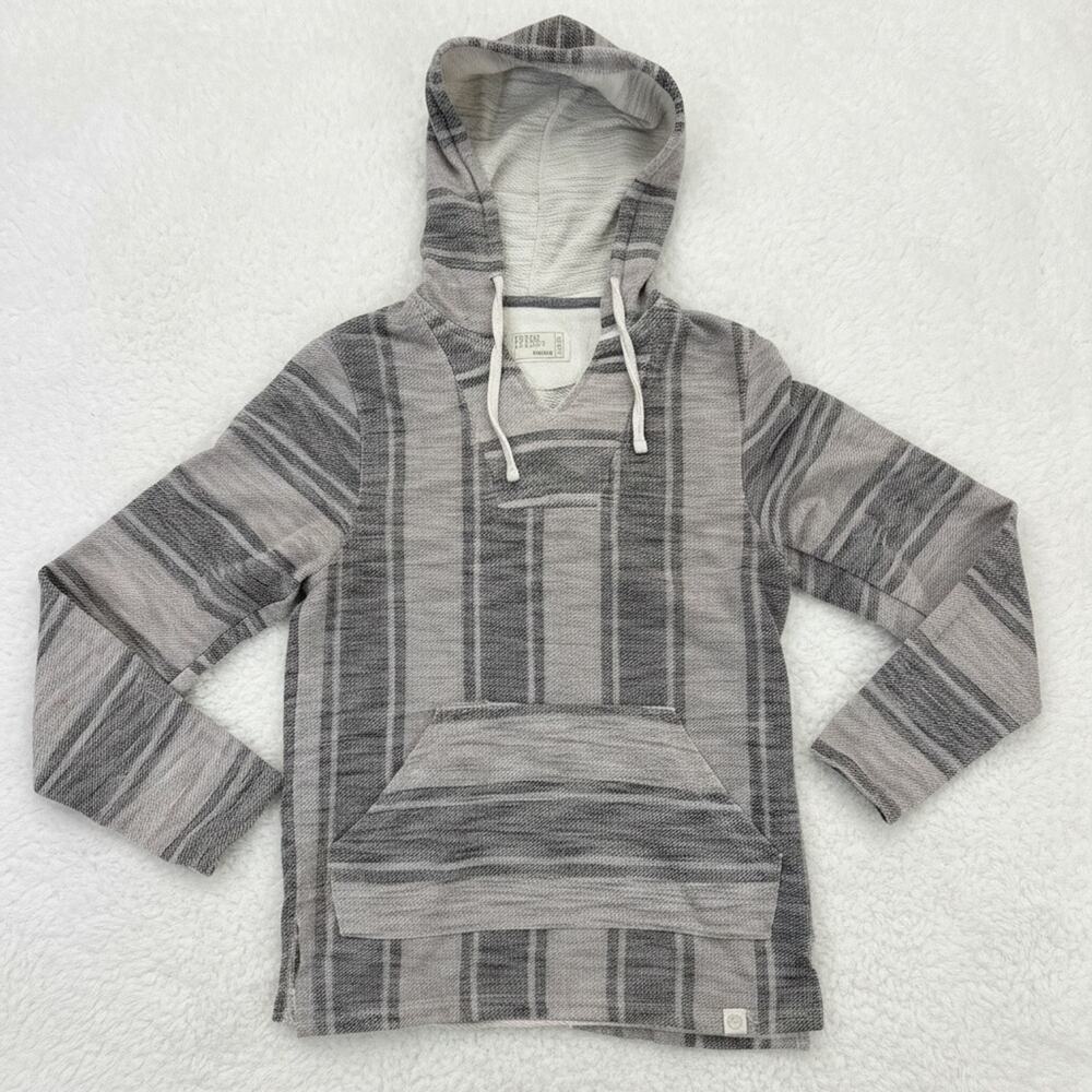 Free Planet Women's Gray Striped Baja Hoodie - Medium
 b17